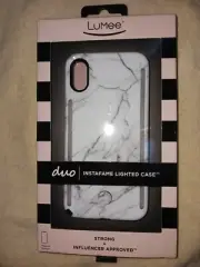 LuMee Duo Case for Apple iPhone X and Xs - Silver Metallic White Marble