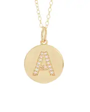 ADORNIA 14K Over Silver Disc Initial Necklace (A-Z)