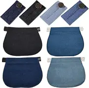 [Simoda] 8 Pieces Maternity Elastic Pants Button Extenders Adjustable Waistband Extender, Denim, One Size