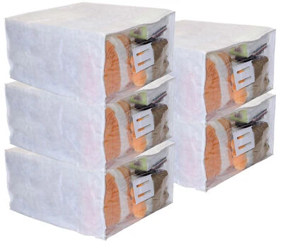 5-Pack Clear Vinyl Zippered Storage Bags 23" x 23" x 12" with White Fabric Back