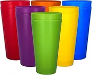 [yongzhenlite] Set of 12 Unbreakable Drinking Cups,32-Ounce Large Plastic Tumblers,Lightweight,Dishwasher & Microwave Safe, Eco Friendly (Multi Color)