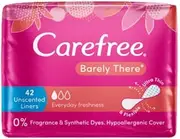 Carefree Barely There Unscented Panty Liners 42 Pack |Breathable| Feels soft & thin| Highly flexible