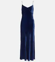 [Asceno] Asceno Alberta velvet slip dress AU 16 blue