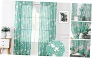 Floral Short Sheer Curtains Flower Print 54"W x 45"L (Pack of 2) Turquoise