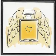 Stupell Industries Perfume with Angel Wings Framed Floater Canvas Wall Art Design by Martina Pavlova, Black Floater Frame, 25 x 25