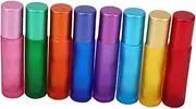 BIUDECO 8Pcs Small Storage Roll Glass Bottles with Steel Beads Subpacking Bottles for Daily Use Durable and Leak Design for Cosmetics and Essential Oils