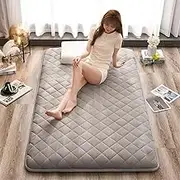 WEQOJKSHLL Thick Japanese Futon Mattress - Fluffy Portable Sleeping Pad Super Soft Roll Up Mattress Foldable Lounger Guest Bed Camping Couch Student Dormitory Bed,Grey,150x200cm