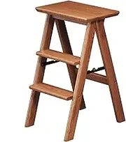 3 Step Folding Ladder Chair, Library Ladder Bookshelf Plant Stand for Storage and Decoration Suitable for Home Kitchen Office