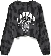 Junk Food Clothing Los Angeles Lakers Long Sleeve Loose Knit Crop