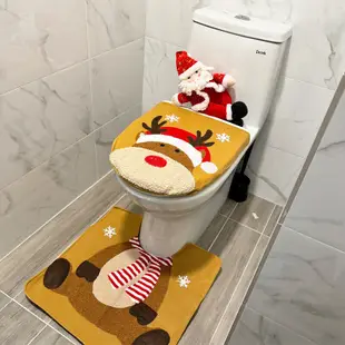 聖誕節 馬桶套 馬桶坐墊 (3款) 腳踏墊 馬桶座套 廁所踏墊 地墊 衛生間 浴室 布置 裝飾 (6.6折)