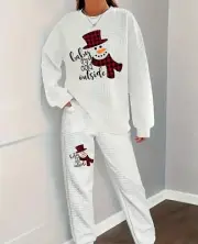 Snowman Waffle Suit Sweats Active Jogging 2 piece Piece Plus Size 20 4x 3X 2x