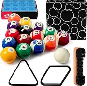 31 Pcs Billiard Accessory Kit Billiard Pool Table Balls with Triangle and Diamond Ball Holder Cue Chalks Pool Table Brush Set