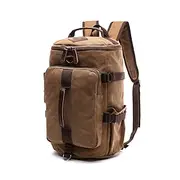 Men's Vintage Canvas Convertible Backpack Duffel Bag - Large Capacity Multi-Function Travel Shoulder Bag for Back to School, Weekend Trips, Gym and Outdoor Use