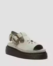 Ships Fast!! Dr Martens Dunnet Flower SAGE GREEN Leather Sandals Sz 6 7 Women