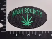 Green 420 Weed Indeed High Society Iron Sew On Embroid. Patch
