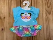 Official Build A Bear Panda Unicorn Shirt & Sequin Skirt Plush Stuffed Animal