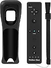 Wii Controller, 2 in 1 Wii Remote Controller with Motion Plus for Nintendo Wii and Wii U, Wireless Wii Game Controller with Silicone Case and Wrist Strap (Black)