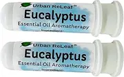 Urban ReLeaf Eucalyptus Essential Oil Aromatherapy Nasal Inhalers, Set of 2 — Pure Undiluted Australian Myrtaceae Oil, Easy Open Snap Top. Made in USA. Alcohol-Free. No Mess. Pocket Size.