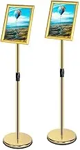2-Pack Adjustable Poster Sign Stand,A4 Poster Stand Snap Frame Stand Aluminum Sign Holder,Floor Advertising Display Billboard,Notice Stand for Wedding/Business Activities Display
