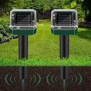 BLAZDEVE Mole Repeller, Solar Powered Animal Scarer Repellent for Garden, IP65 Waterproof Pest Repeller for Gopher, Vole & Snake, High Sensitive Animal Repeller for Lawn Garden Yards (2Pack)