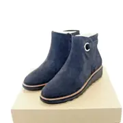 CLARKS COLLECTION women zip up SHARON ankle boot shoe size 7.5 M black suede NEW