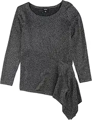 [Alfani] Women's Sweater Silver US Medium M Pullover Shimmer Asymmetric