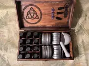 Witch’s Apothecary Set Wooden Box w/ tins & glass bottles Mortar Pestle AltarNEW
