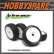 4 x LOUISE 1/8 ON ROAD CAR BUGGY WHEEL & TYRE WHITE B-Rocket KYOSHO BSD HSP