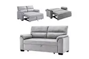Foret 2 Seater Sofa Bed Pullout Futon Lounge Couch Padded Comfort Fabric Grey