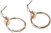 MAYJAI Silver-sized double-ring ring with diamond-encrusted earrings