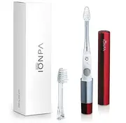 IONIC KISS IONPA DM Red Compact Ionic Power Electric Toothbrush with Travel Cap, Brushing Timer, 2 Modes, 2 Soft Extended Filament Brush Heads Made in Japan, KISS You Outdoor, Camping, DM-011RD