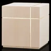 Italian Wood Memorial Cremation Urn Gold Cross Cube Urns Ash Holder Ossuary Box