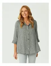 [Fella Hamilton] Linza 3/4 Sleeve Swing Shirt in Black