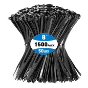 Zip Ties, 1500pcs 8 Inch Heavy Duty Self-Locking Nylon Zip Ties, Black Cable ...