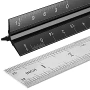 Architectural Scale Ruler Set, 2 Pack 12 Inch Aluminum Architect Ruler with