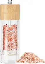 Premium Acrylic Salt and Pepper Grinder, Manual Salt and Pepper Mills- Wooden Shakers with Adjustable Ceramic Core(Oak-6 inch)