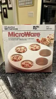 Anchor Ovenware Microwave Muffin Pan *Vintage* New in Unopened box 6 muffin