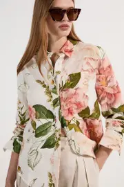 Linen Viscose Floral Woven Shirt