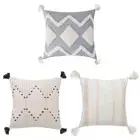 Nordic Morocan Texture Tufted Pillow for Case Geometric Pattern Tassel Cushion C