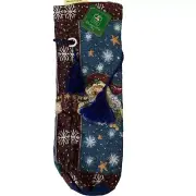 Woven Tapestry Wine Bottle Cover 14 inch Christmas Santa Fabric Holiday Gift Bag