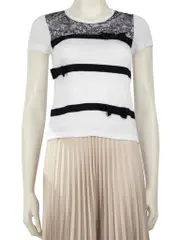 Bow Accent Lace Pattern Top