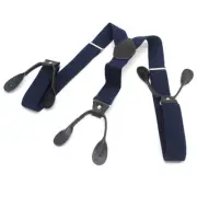 1 1/3 Inch Wide Suspenders for Men Elastic Adjustable Button Holes Link