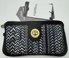 Baggallini RFID Lisbon Crossbody Strap Pocket Black Gray Chevron Toggle