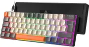 ZIYOU LANG T60 Wired 60% TKL Mechanical Gaming Keyboard with Led Rainbow Backlight Ultra-Compact NKRO Tactile Bump Brown Switch Tri-Color ABS Keycap for Windows Laptop PC Mac Gamer(Dark Gray/White)