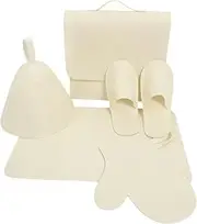 HAKIDZEL Complete Sauna Bathing Set Felt Hat Gloves Mat Slippers Storage Bag Lightweight Portable for Spa Bath Travel