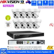 Hikvision 12MP 8CH CCTV Security System 8 POE NVR 4K 8MP Mic IP Camera IR 30M
