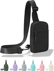 [FORZAROCKET] Plus Size – Small Sling Bag - Extra Long Strap 70" - Fanny Pack – Crossbody Bag w/Extended Strap - Stylish Chest Bag - Women Men Unisex Phone Holder w/Adjustable Strap, Black, Sling Bag With Extended