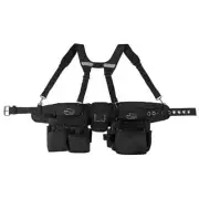 DEAD ON TOOLS Tool Belt Suspension Rig w/ Suspenders and 2 Tool Pouches in Black