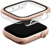 Uniq Apple Watch Series 10 42mm Voute Watch Case - Rose Gold, 9H Curved Tempered Glass Screen Protector, Slim PC Bumper [UNIQ-42MM-VOURGLD]