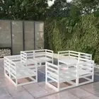 Wooden Garden Lounge Set Patio Slatted Sofa Modular Design Furniture White 8 Pcs